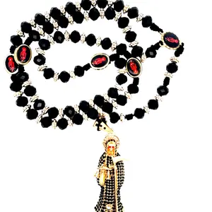 Santa Muerte Black Bead Rosary
