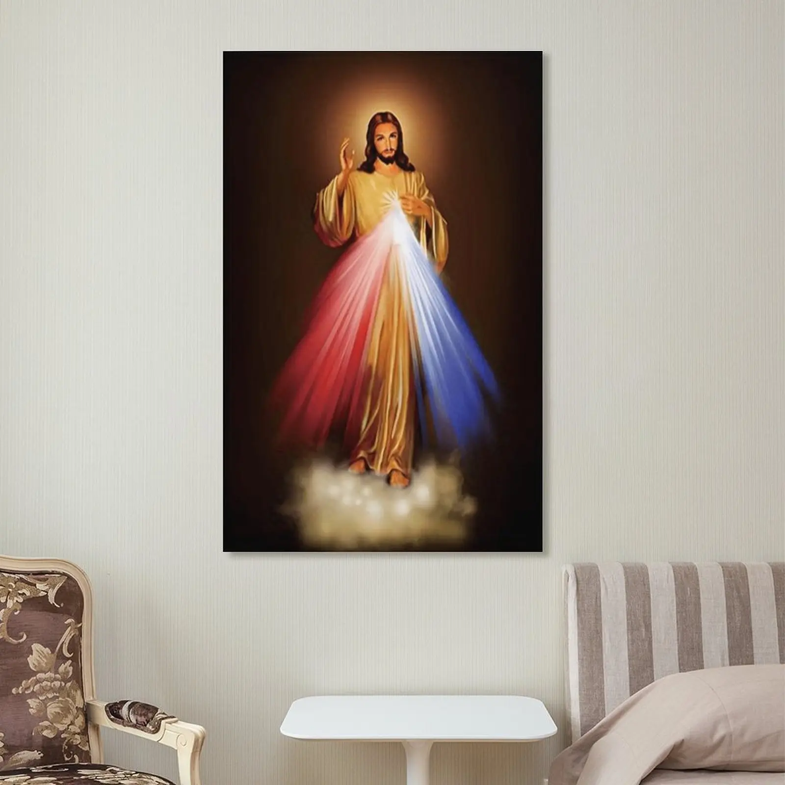 Modern Religious Icon Artwork Prints - HD Vibrant Christian Symbol & Angel Graphic Print Design, Cool Wall Art, Modern Art Design Faith Decor for Bedroom, Living Room Home Supplies