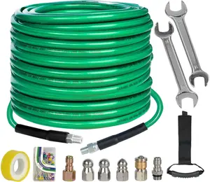 Hourleey Pressure Washer Hose 50/100 FT, 3600 PSI Flexible Kink Resistant Power Washer Hose Replacement, 1/4" Quick Connect Pressure Hose Extension, Green