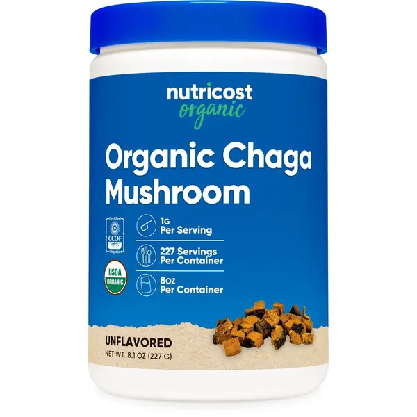 Nutricost Certified Organic Chaga Mushroom Easy-to-Mix Powder Dietary Supplement - 0.5LB (8oz), USDA Certified, for Adults, Beverage-Mixable, Supports Daily Wellness & Health-Conscious Lifestyles, Chemical Free