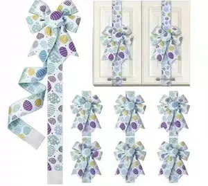 Holiday Easter Cabinet Door Fringe Pastel Color Bunny Egg Bow Wreath 79 x2.4 Inches Polyester Fiber, Easyto Install & Durable, No Batteries Needed Festive Home Decoration