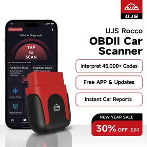 UJS Rocco OBD2 Scanner AI Chatbot All System Diagnostic Tool with 45000 Codes Instant Reports for Vehicle Safety and Performance No Subscriptions Emission Test Check VIN Check Engine Light On Buy Used Car
