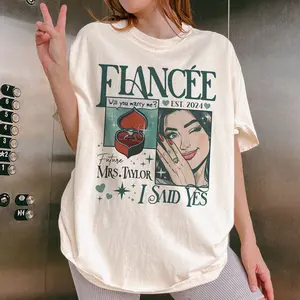 Custom Future Mrs Shirt, Personalized Bride To Be Comfort Colors Tee, Newly Engaged Gift For Her, Engagement Gift, In My Engaged Era Shirt Casual Graphic Crewneck Top Womenswear
