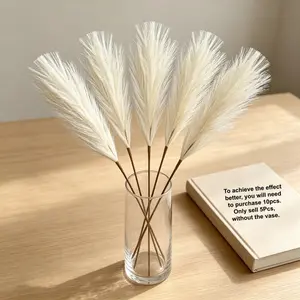 5pcs Artificial Reed Grass Bohemian Decor, Fluffy Artificial Flower Reed Grass, for Vase Filling, Rural Home and Wedding Decoration