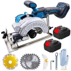 Cordless Circular Saw With 2 Battery, 5 Inches Brushless Circular Saw,6200 RPM Power Wood Saw With Brushless Motor, Adjustable Cutting Depth And Angle