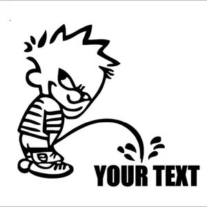 Calvin peeing custom text Vinyl window decal