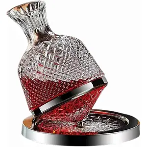Wine Decanter Set - Spinning Crystal Red Wine Carafes Decanter, 1.5L Rotating Hand Blown Crystal Wine decanter Aerator Quick Wake Up,Father Day Wine Gift for Wine Lover
