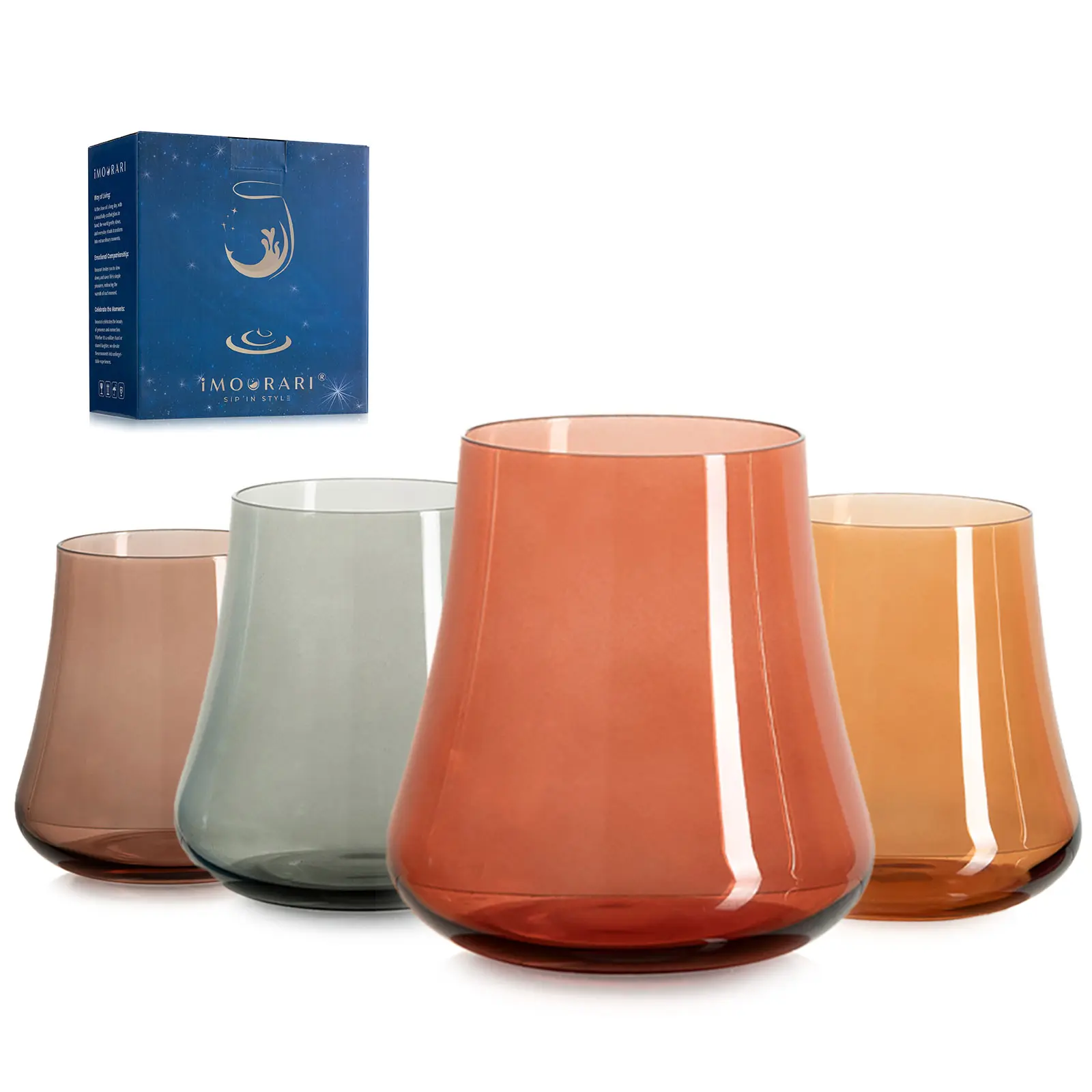 Stemless Wine Glasses, 15oz Glassware for Wine Soft Drinks Cocktails, Unique Wine Gifts for Thanksgiving, Friendsgiving, Christmas, Gatherings