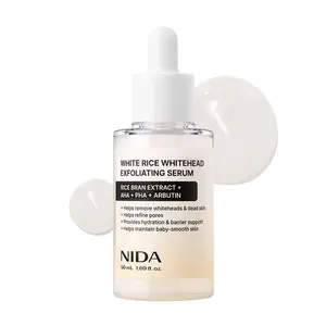 NIDA White Rice Whitehead Exfoliating Serum | 1.69 fl.oz., 50ml | Daily Soft Exfoliating Face Scrub Dead Skin Cells Remover for All Skin Types korean skin care