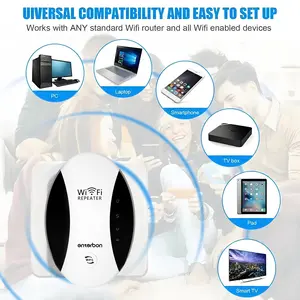WiFi Extender Signal Booster, Wireless Signal Repeater, Covers 2640sq.ft, Supports 25 Devices, Long Range Amplifier, Ethernet Port, 1-Tap Setup, Access Point