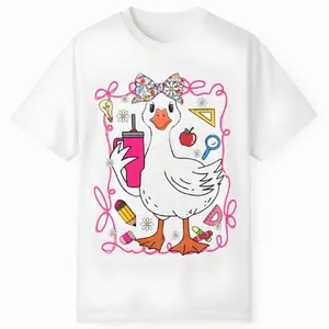 Coquette Silly Goose Teacher Shirt, Preppy Floral Teacher Gildan T-Shirt, Back to School Shirt, Last Day of School Tee, Retro Girly Teacher T-Shirt