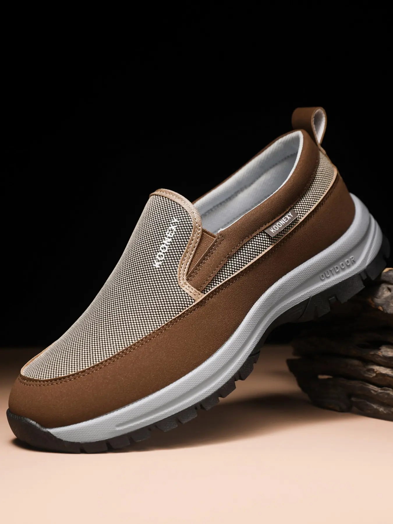 Men's Comfortable Anti-Slip Loafers, Breathable Knit Slip-On Thick Sole Lightweight Casual Walking Shoes, All-Season Outdoor Activities, Slip Resistant Loafers, Slip On Footwear