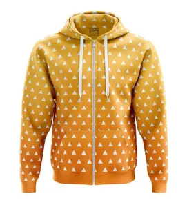 Orange Omber Zenitsu Agatsuma Demon Slayer Streetwear Zip Hoodie Jacket, Anime fan Zip up hoodie, Perfect for Fall & Winter with Fitted Design #anime  #hoodie #jacket #menwear