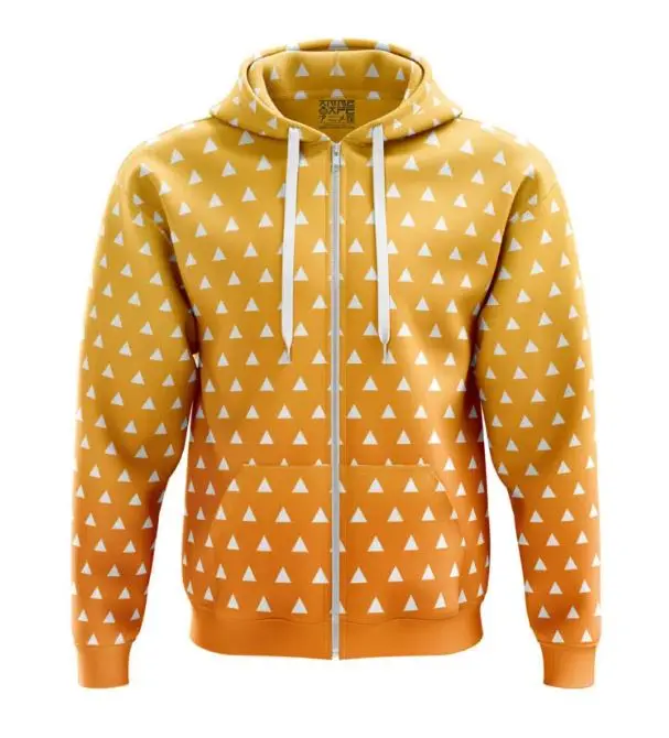 Orange Omber Zenitsu Agatsuma Demon Slayer Streetwear Zip Hoodie Jacket, Anime fan Zip up hoodie, Perfect for Fall & Winter with Fitted Design #anime  #hoodie #jacket #menwear