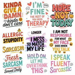Sarcastic Phrases 1 DTF Transfer Gangsheet, 22x60 In Custom DIY Craft Material, Specialty DIY Supply for Toys & Hobbies Projects, Crafts