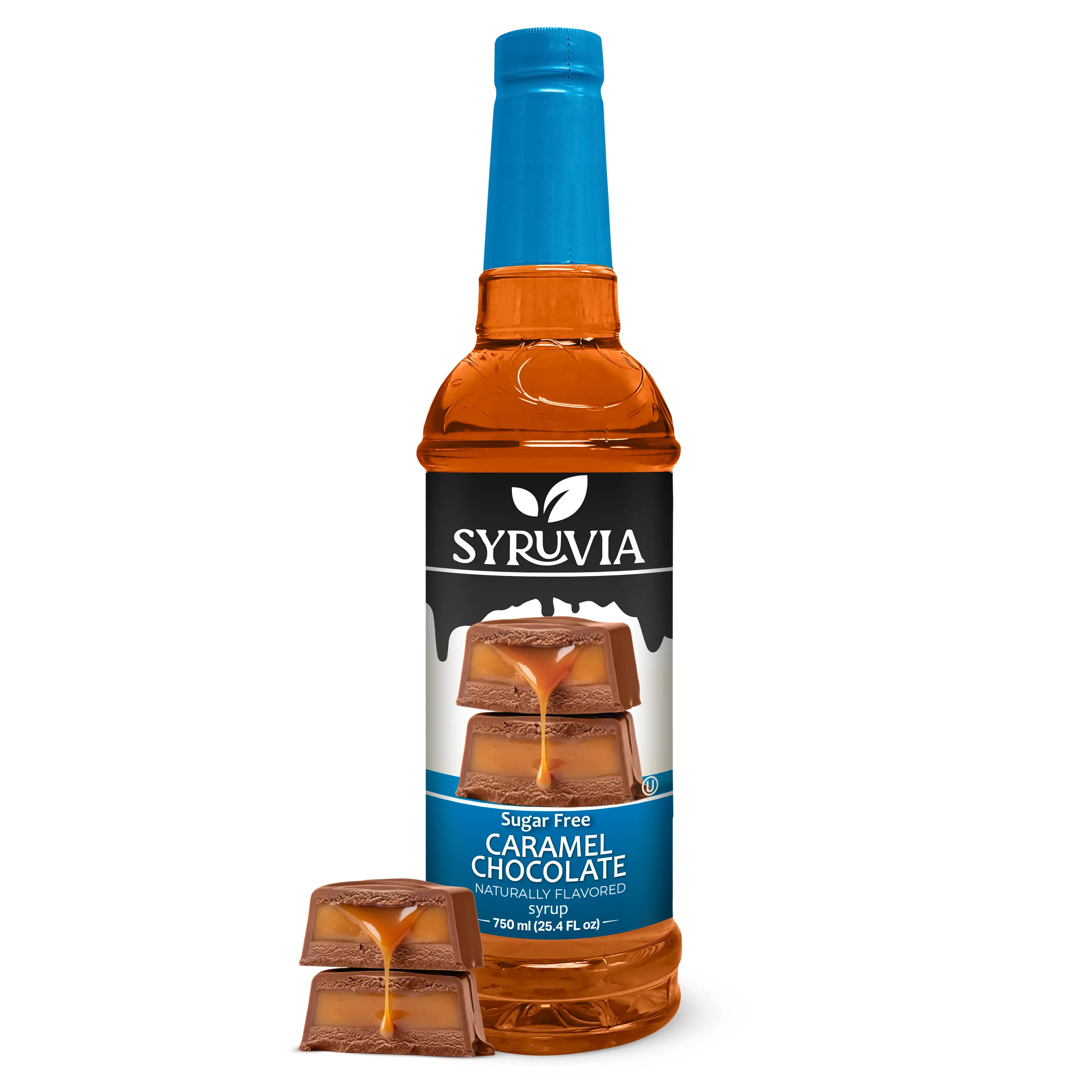 Syruvia Sugar-Free Caramel Chocolate Coffee Syrup - 25.4 fl oz - 0 Calorie, Kosher, Gluten-Free Coffee Syrup for Drinks, Shakes, Desserts & More, Iced Coffee