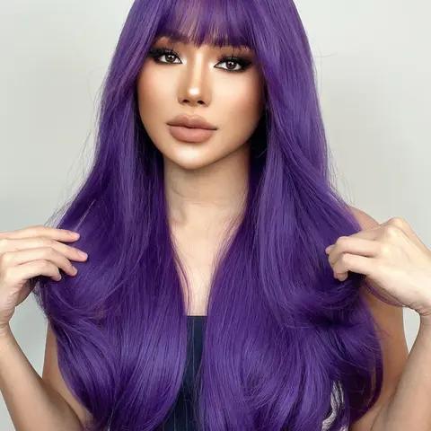 Long Curly Hair Wig with Bangs, 26 Inch Natural Style, Perfect for Girls Daily Wear, Holidays, Cosplay & Parties, Wavy Synthetic Hairpiece, Synthetic Material Wigs, Synthetic Fiber Wig, Party Wig