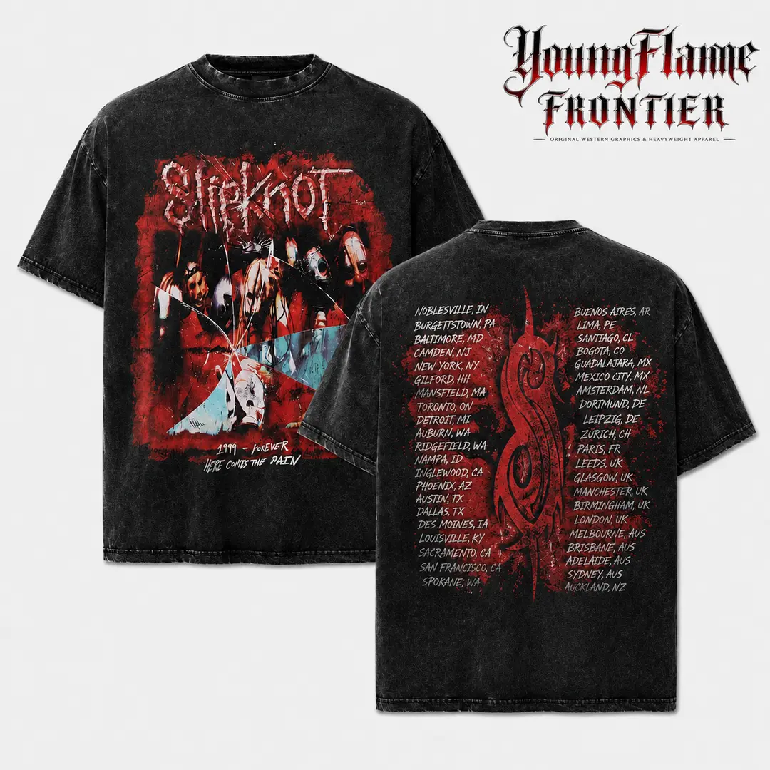 Slipknot 1999 Forever Tour Vintage Acid Wash Oversized T Shirt, Unisex Double Sided streetwear y2k clothing graphic tee, A comfortable summer gift Washed T-Shirt