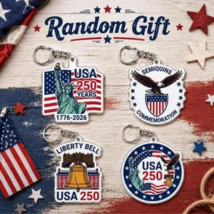 Patriotic USA 250 Years Keychain Liberty Bell Eagle Statue of Liberty Souvenir