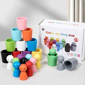 Color Sorting Cup Toy, 24pcs/set Colorful Cup Toy Set to Improve Hands-On Skills, Color Recognition Toy for Early Education, Multi Activity Playset
