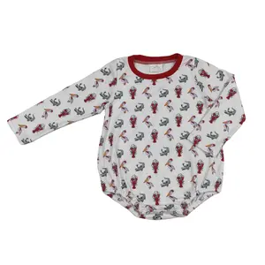 Christmas white Print long sleeve OnePieces