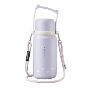 BUYDEEM 1050ml Large Capacity Insulated Tumbler with Strap - Purple, Portable Tea Infuser Water Bottle for Hot & Cold Drinks, Outdoor Travel