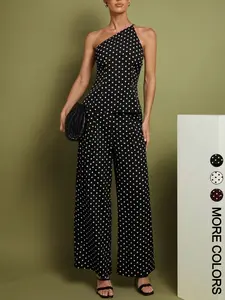 This Polka Dot Set is Effortless Retro Chic ✨ | One Shoulder Top & Wide Leg Pants Co-ord