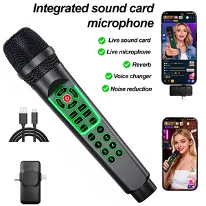 Integrated Sound Card Microphone, Live Streaming Mic, Usb Rechargeable Mic, Dj Voice Control Mixer, Podcast Equipment, Suitable for Phone/computer/PC