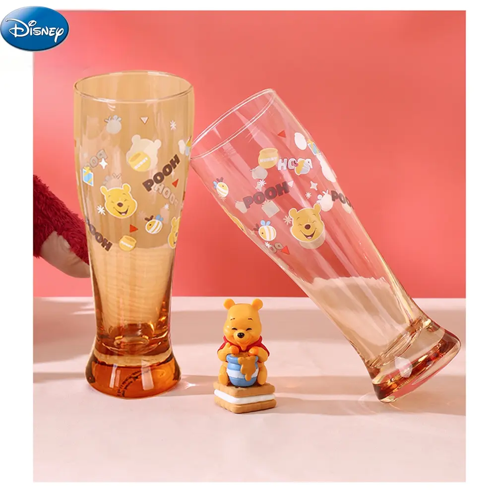 1PC Disney Officially Licensed Winnie the Pooh Birthday Mug, Glass Coffee Cup, Adorable Character Design Drinkware Drinking Glassware 450ml, Birthday Gift for Home Office Decoration