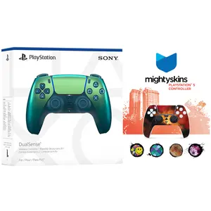Sony PlayStation 5 DualSense Wireless Controller with MightySkins Custom Decal Skin Voucher - Chroma Teal