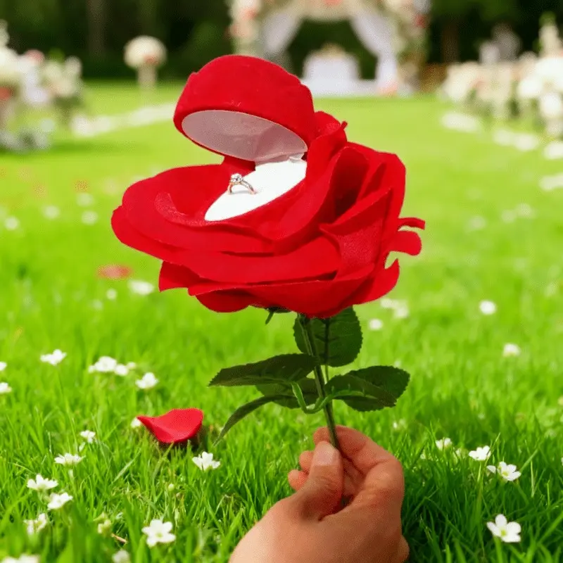 Creative Rose Ring Box Romantic Gift Box Proposal Gift Surprise Ideal for Engagement Wedding Valentine's Day Christmas Gift Packaging Box Gift Package Gifts Box Beautiful Gift Box