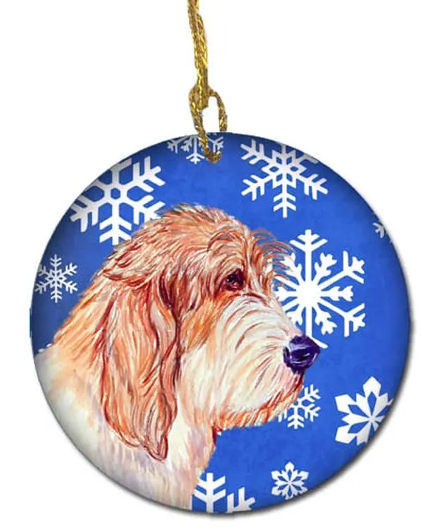 Petit Basset Griffon Vendeen Winter Snowflake Holiday Ceramic Ornament