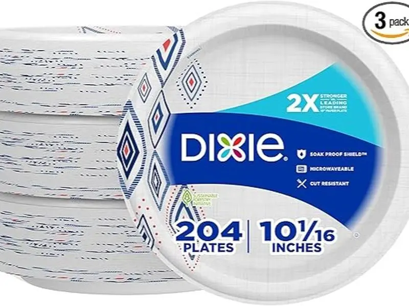 Large Paper Plates, 10 Inch, 204 Count, 2X Stronger, Microwave-Safe, Soak-Proof, Cut Resistant, Disposable Plates For Everyday Breakfast, Lunch, & Dinner Meals