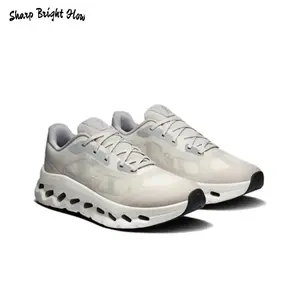 Lightweight Cloud Sole Sneakers – Cream Mesh Upper with Black Hollow-Out Midsole, Breathable & Cushioned for Daily Walk & Urban Style