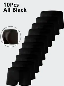 Men's Solid Color Boxer Brief, Casual Comfy Breathable Underwear for Daily Wear, Men's Underwear for All Seasons, Casual Sports Underwear, Athletic Sport Underwear