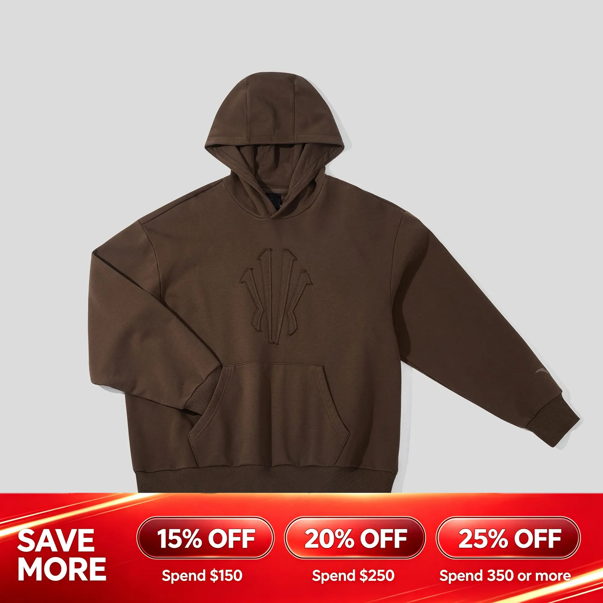 [Black to School] ANTA Hélà Crest Hoodie  Kyrie Irving Long-sleeves Brown Sweatshirts Yops Cotton Polyester Fabric BTS