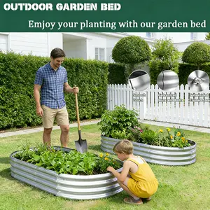 Raised garden beds, 3x3x1 ft/6x3x1 ft Galvanized Planter Box Outdoor with Safety Edging, Large Metal Raised Beds for Gardening Vegetables Flower Herb bonsai seeds (Silver)