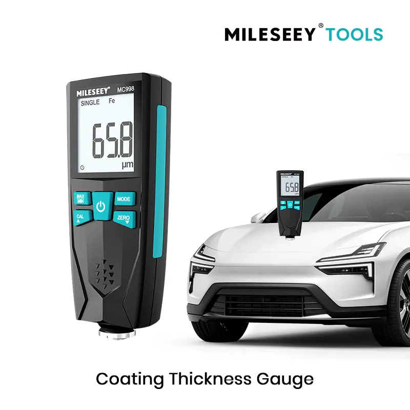 MILESEEY MC998 Thickness Gauge, Vehicle Car Paint Coating Thickness Detector Kit with 0-1500um Iron-NFe Probe, Automotive Maintenance Measuring Tool
