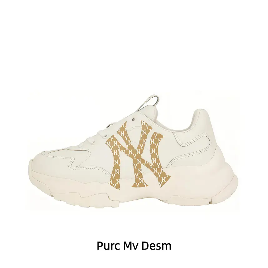 Minimalist Elegant Elevator Chunky Trainers Clean Cream White Full Upper Luxury Gold Monogram Contrast Side Logo Wear Resistant Soft White Rubber Outsole All Season Breathable Unisex Footwear For Teenagers Men Women Daily Commute Weekend Strolls