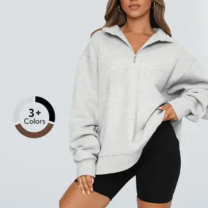 Dlooda Women's Oversized Sweatshirts Fall Fashion Hoodies Half Zip Fleece Pullover Long Sleeve Y2K Style Casual Loose Fit Cotton Tops