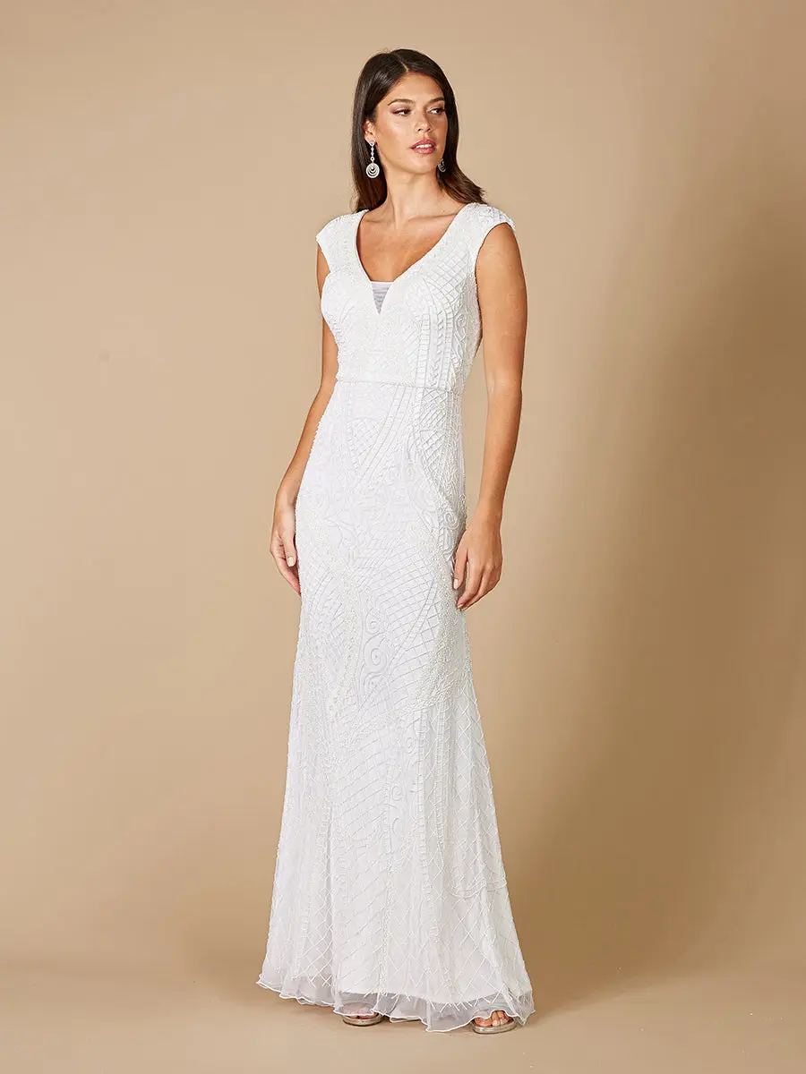 Lara Gwen Beaded Short Sleeve Wedding Dress