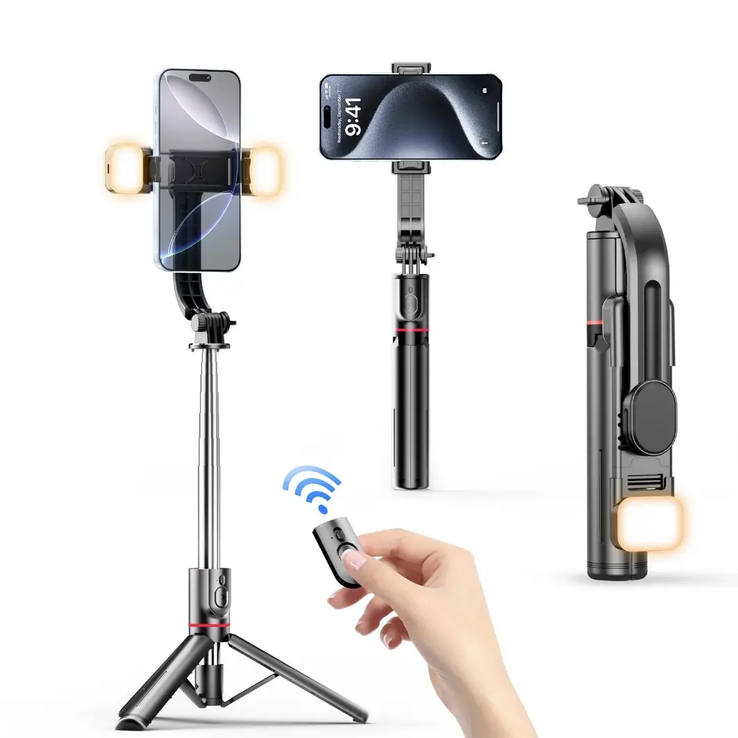360° Rotatable Adjustable Selfie Stick Tripod with 2 Fill Lights for Vlog, Live Streaming, Remote Tripod