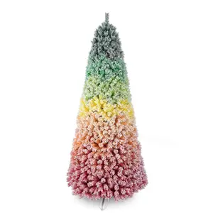 Avatar Controls 6FT/7.5FT PVC Chrsitmas Rainbow flocking Tree , Artificial Christmas Tree for Holida Xmas Party Pride Birthday Decoration
