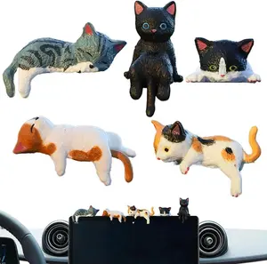 [Free!!ship] BMTWE 5 PCS Cute Mini Cat Desk Figurines Resin Multi Pose Cat Ornaments School Home Office Car Decor Pet Collectibles Ideal Gift for Home Office SUV Sedan Truck