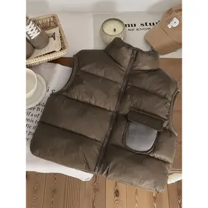 Boys' & Girls' Winter Jacket - Soft Non-Stretch Fabric, Stand Collar Zipper Front Closure, Loose Fit Sleeveless Coat for Fall & Winter, Easy On/off Outerwear For Toddlers & Kids (boys/girls) - Warm Layering Piece, Winter Clothes For Girls