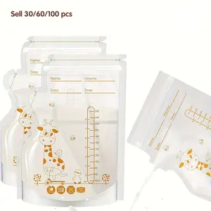 100/60/30pcs Pack, 8oz/250ML Breast Milk Storage Bags, Double-Sealed with Pour Spout, Self-Standing, Space-Saving for Refrigeration and Freezing, Breast Milk Containers
