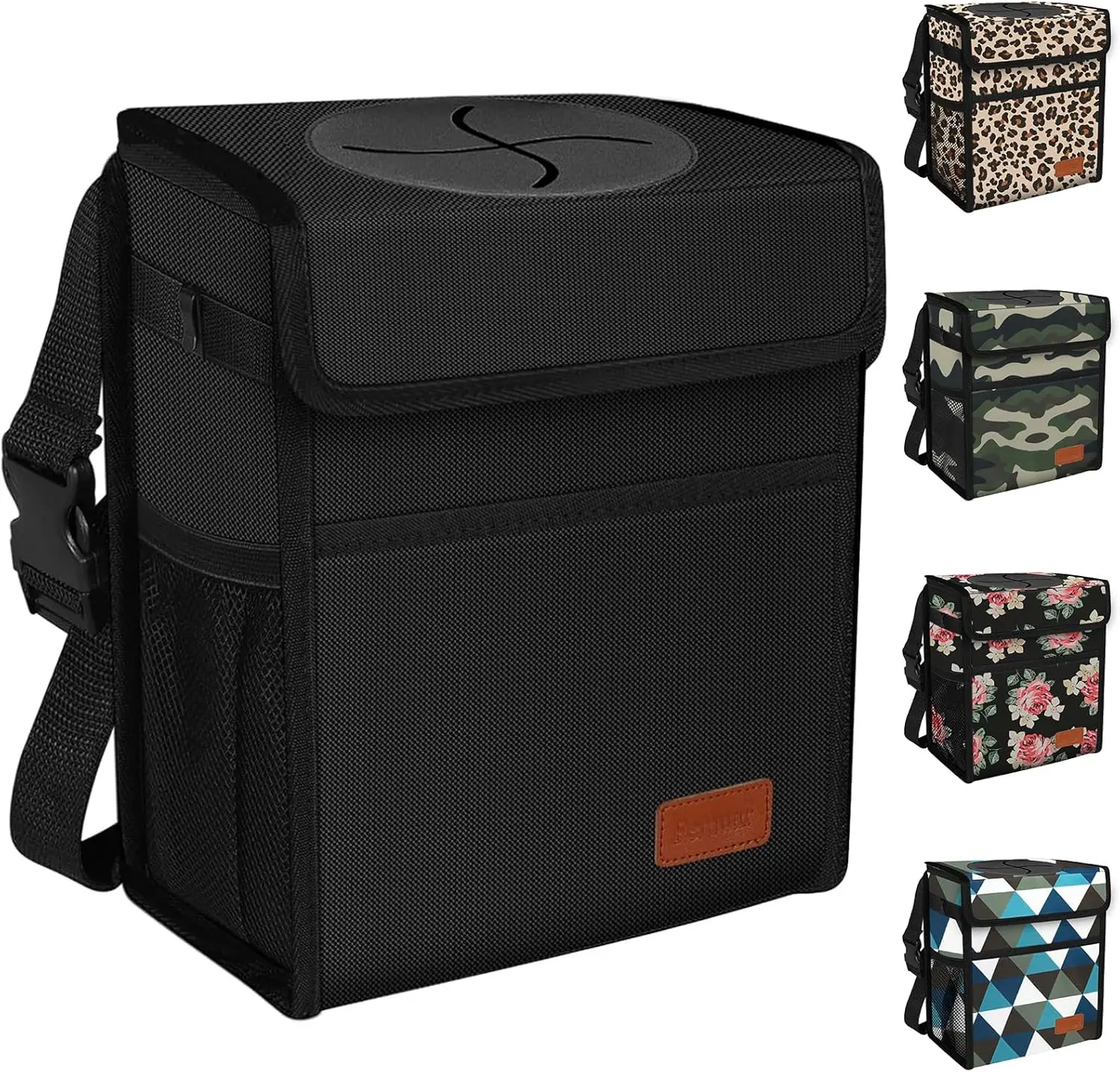Car Trash Can - Leak-Proof, Waterproof, Foldable, Portable Plastic Car Interior Stowing Accessory with Lid, Thermal Insulation, Fits SUVs, Glove Box Compatible, Black, Car Trashcan, Cars Accessories