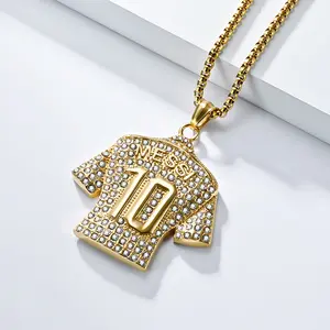 Messi#10 Iced Jersey Pendant – Stainless Steel CZ Soccer Fan Drip