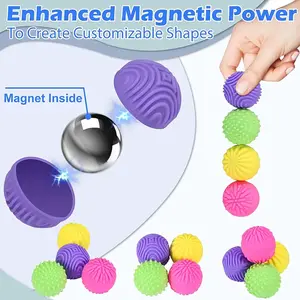 Silicone Magnetic Balls Fidget Toy Kid Autism Calming Sensory Fidgeting Toy Adults Stress Relief Worry Balls Fingertip Activity NONE