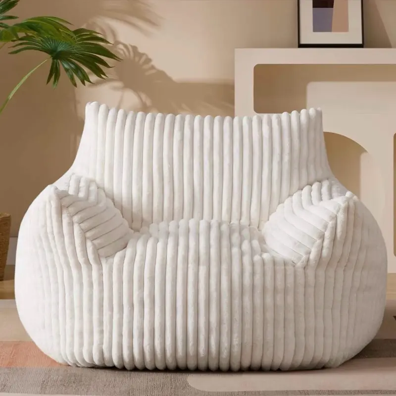 Giant Plush Bean Bag Chair for Adults with Armrests - Oversized Comfy Beige Beanbag Lounge Lazy Floor Sofa Accent Chair for Living Room, Bedroom & Dorm, Cozy Fluffy Single Cloud Mini Couch luxury minimalistic modern lifestyle